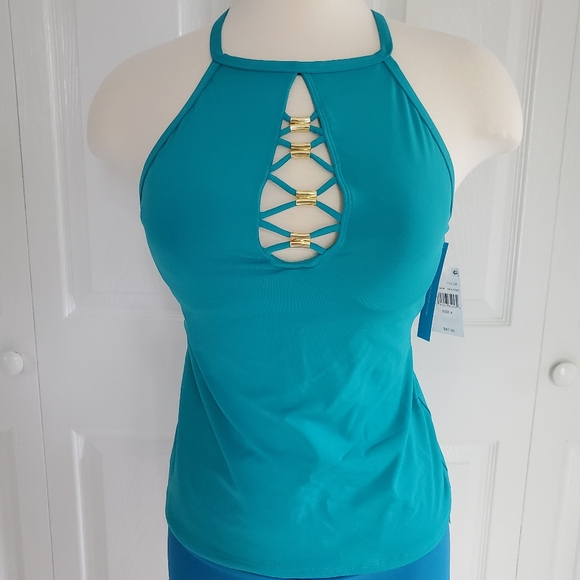 Bleu by Rod Beattie Beaded Keyhole Halter Tankini - Picture 2 of 10